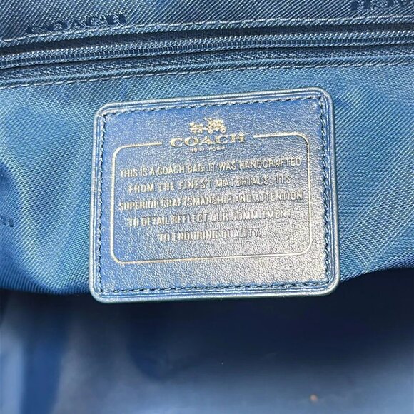 COACH Prince Street Satchel Perforated Leather Cream Blue Leather - - Picture 9 of 9